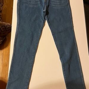 Classic Blue Skinny Jeans with Smooth Texture and Full Length Cut